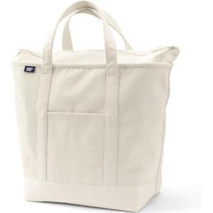 Lands’ End Zip Top Canvas Tote Bag(Natural/Natural)