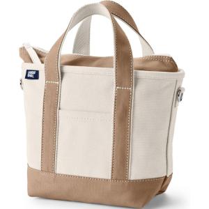 Lands’ End Zip Top Canvas Tote Bag(Natural/Rich Camel)