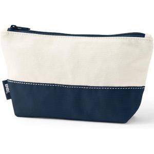 Lands’ End Zipper Canvas Pouch(Natural/Radiant Navy)