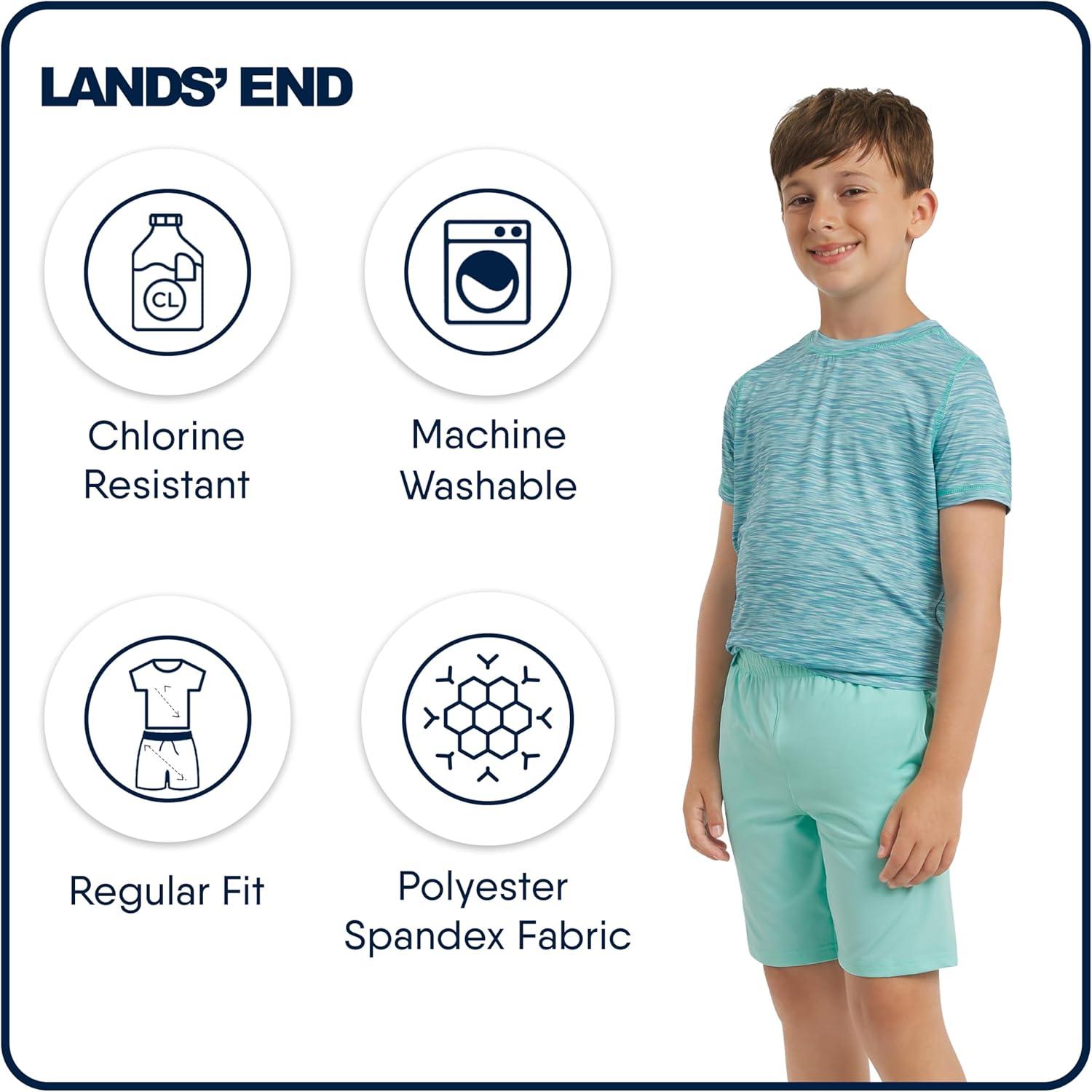imageLands End Boys Active Adventure UPF 50 Short Sleeve TShirt ampamp Short Set SXLAqua Ice