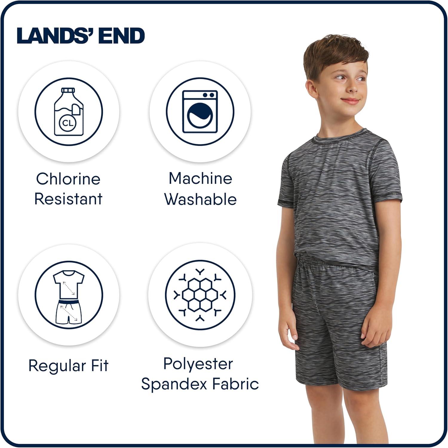 imageLands End Boys Active Adventure UPF 50 Short Sleeve TShirt ampamp Short Set SXLBlack