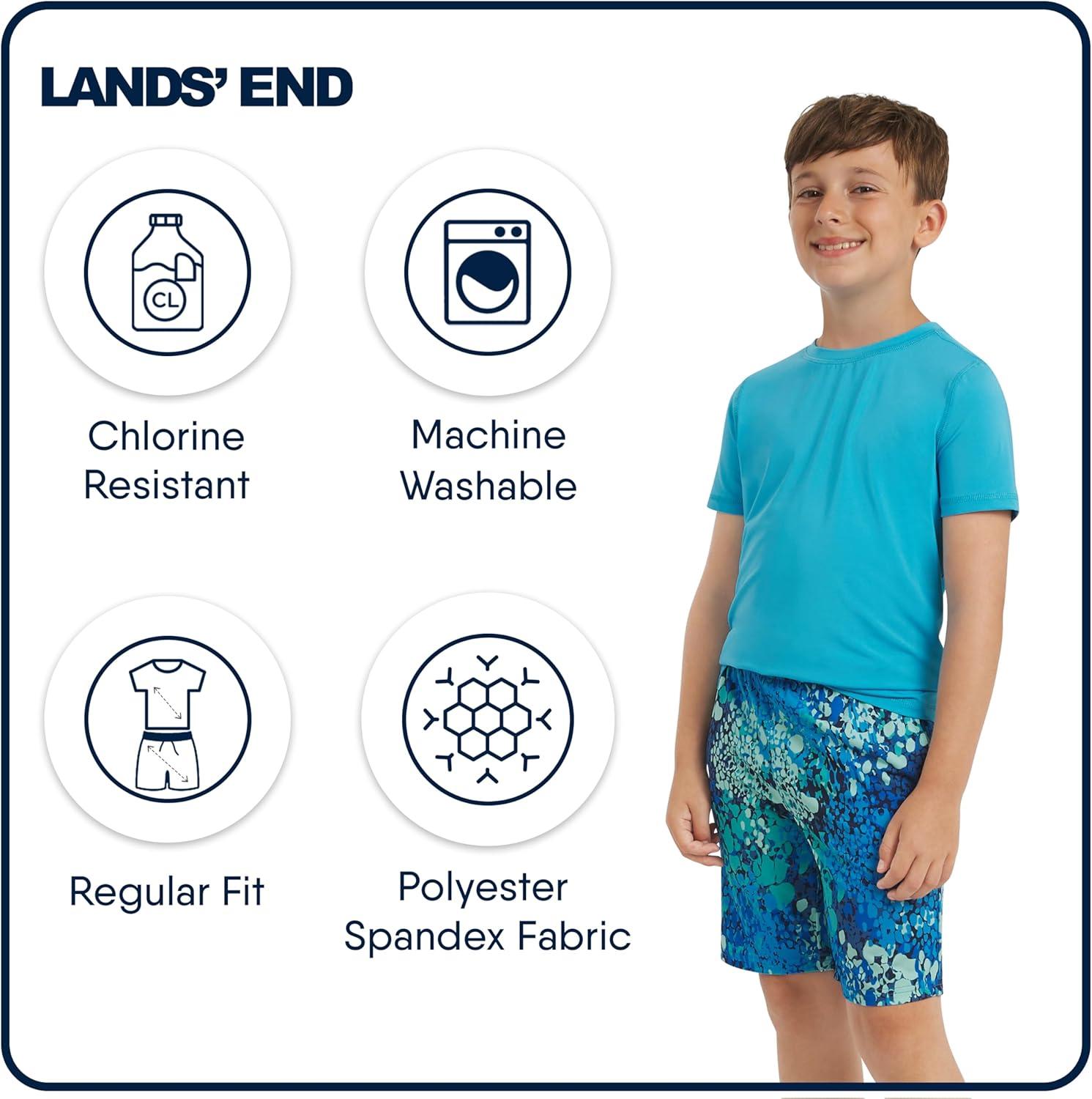 imageLands End Boys Active Adventure UPF 50 Short Sleeve TShirt ampamp Short Set SXLCobalt