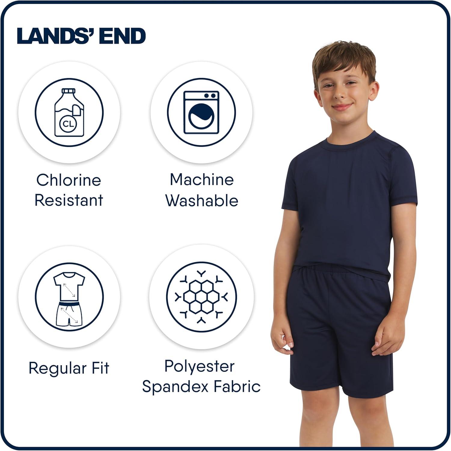 imageLands End Boys Active Adventure UPF 50 Short Sleeve TShirt ampamp Short Set SXLDeep Sea Navy