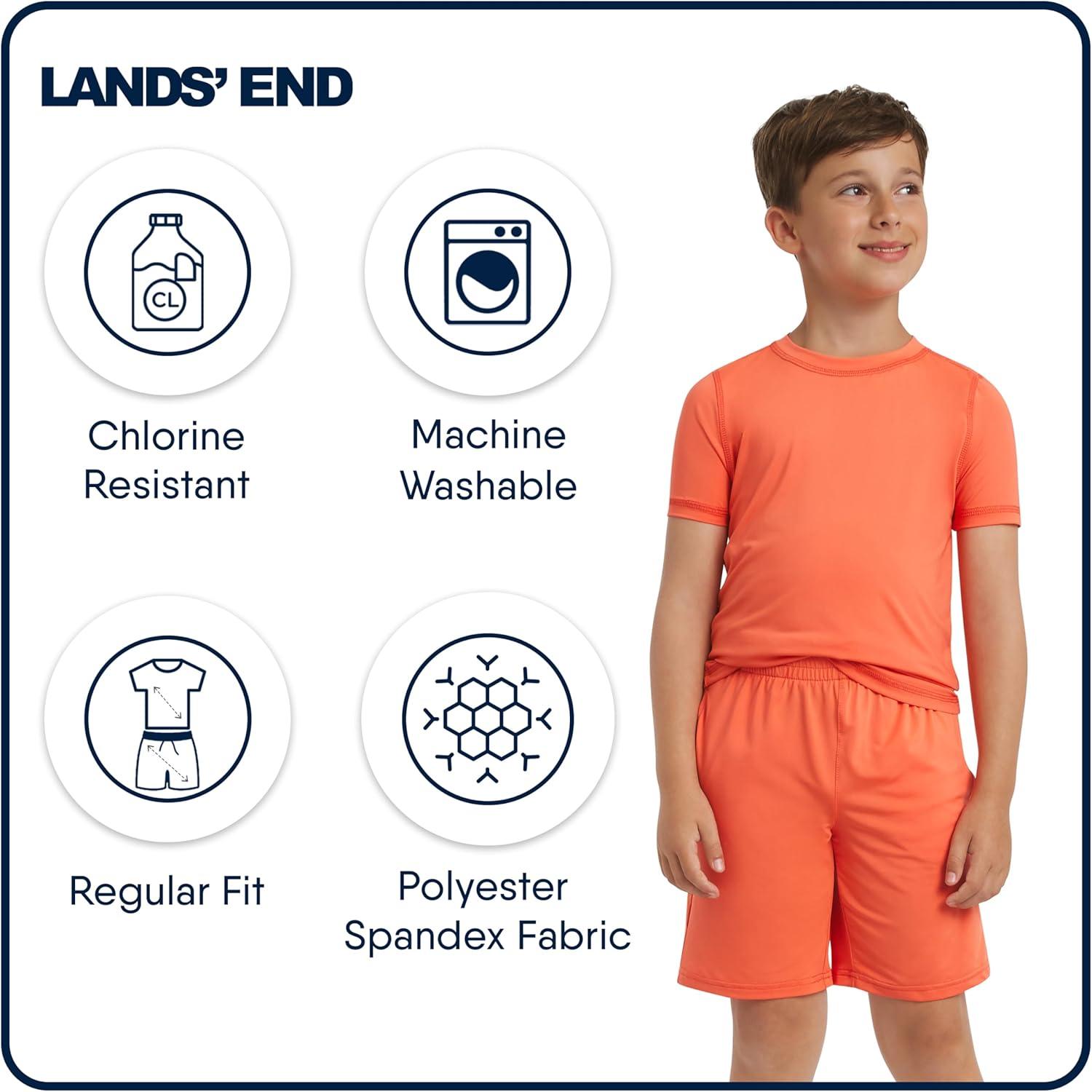 imageLands End Boys Active Adventure UPF 50 Short Sleeve TShirt ampamp Short Set SXLPeach
