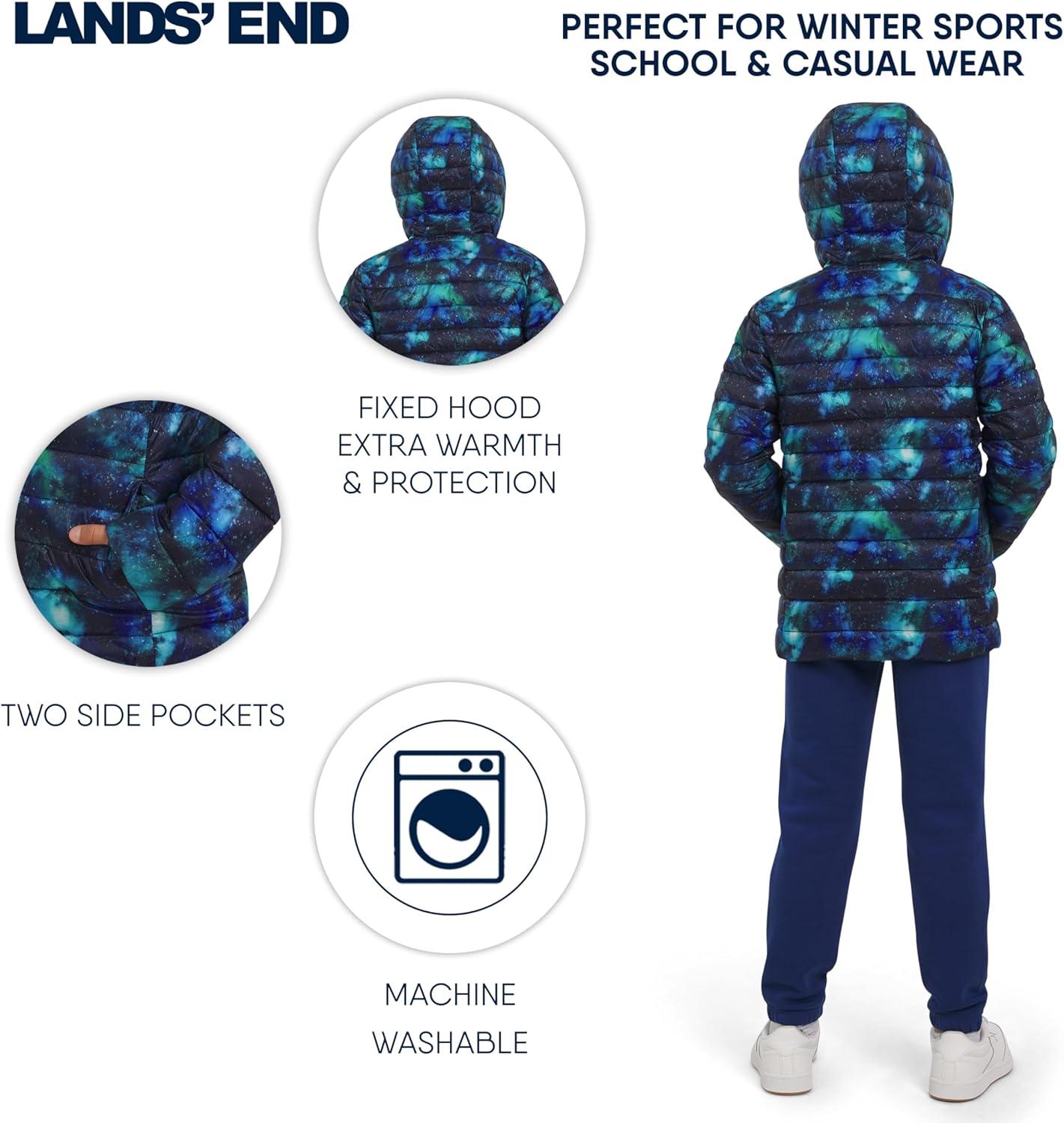 imageLands End Boys Lightweight Packable Insulated Puffer JacketBlue Galaxy Space