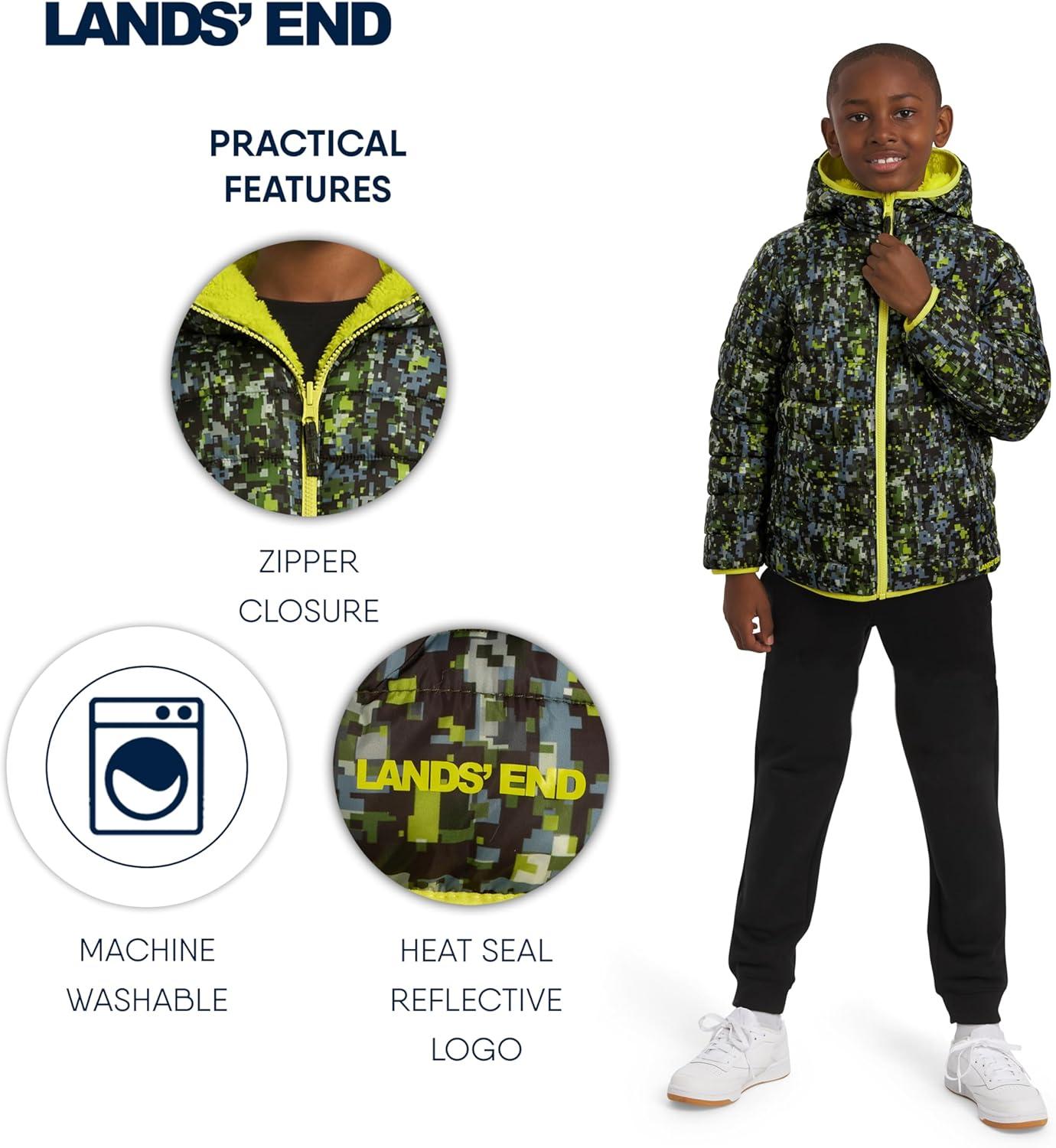 imageLands End Boys Reversible Faux Sherpa Lined Insulated Puffer JacketEvening Primrose