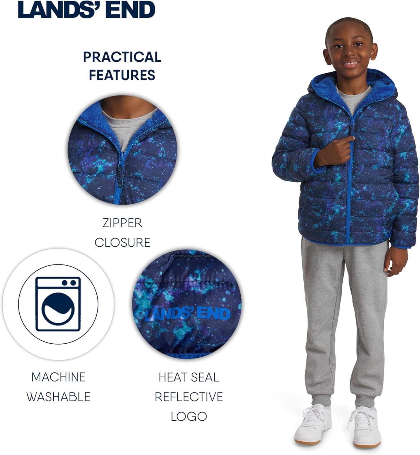 imageLands End Boys Reversible Faux Sherpa Lined Insulated Puffer JacketSpace