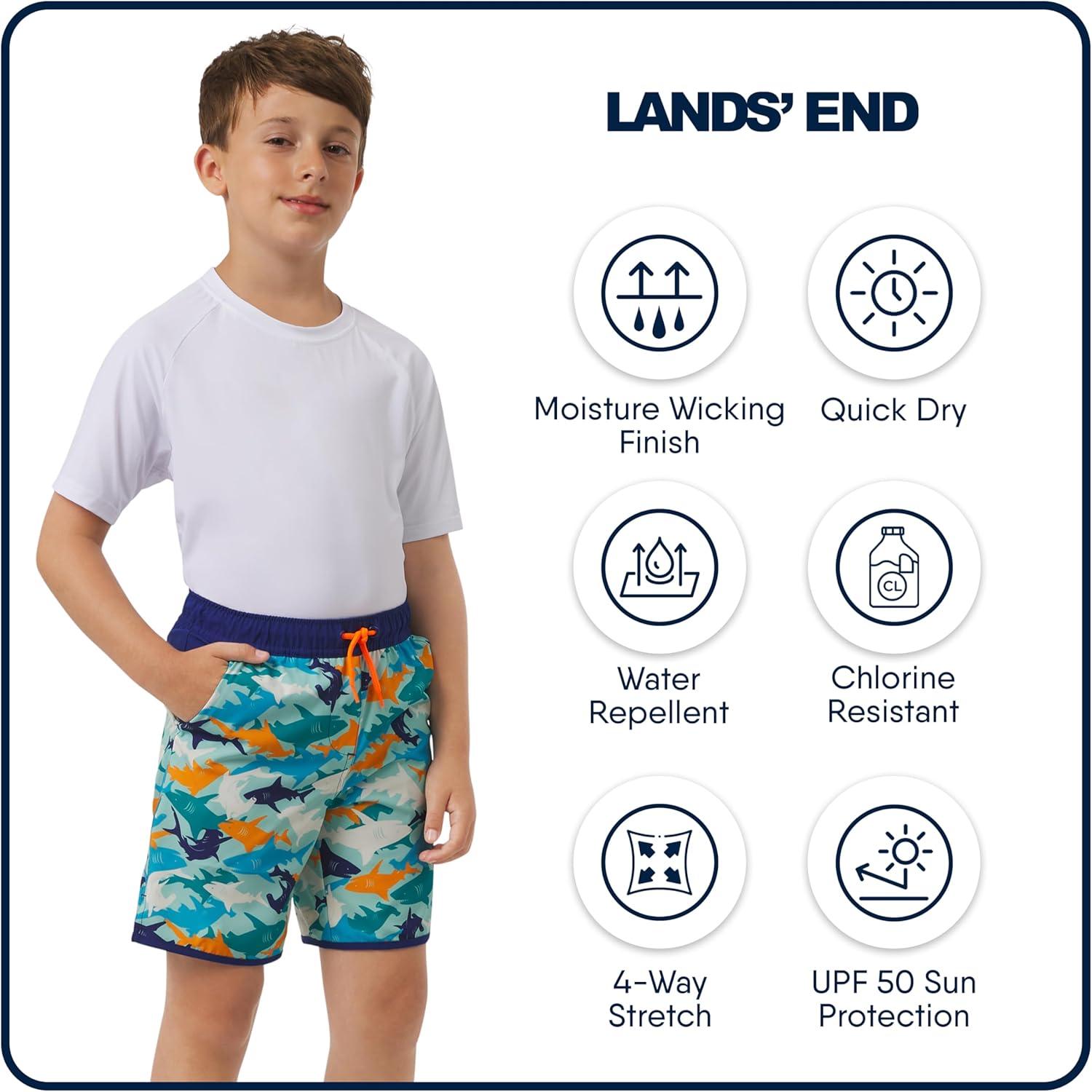 imageLands End Boys Swimwear UPF 50 Comfort Liner Swim Trunks SXLOasis