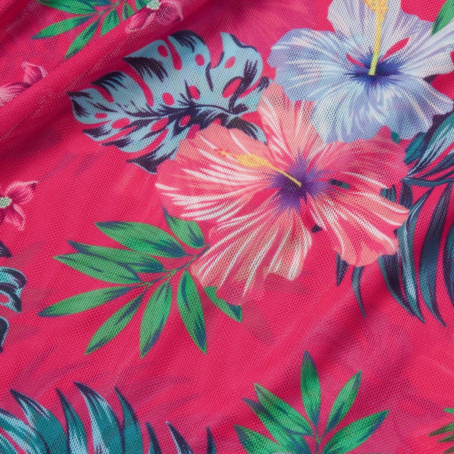 imageLands End Girls Short Sleeve Mesh Cover UpHot Pink Palm