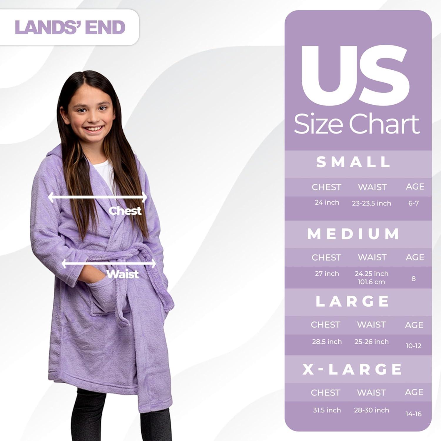 imageLands End Kids Hooded Fleece Solid RobeLavender
