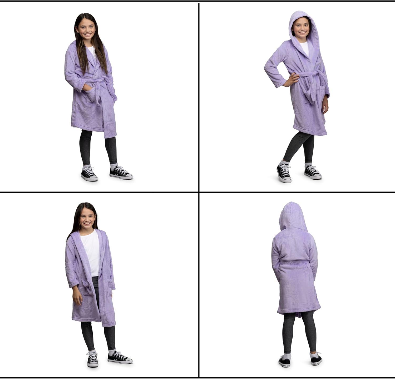 imageLands End Kids Hooded Fleece Solid RobeLavender