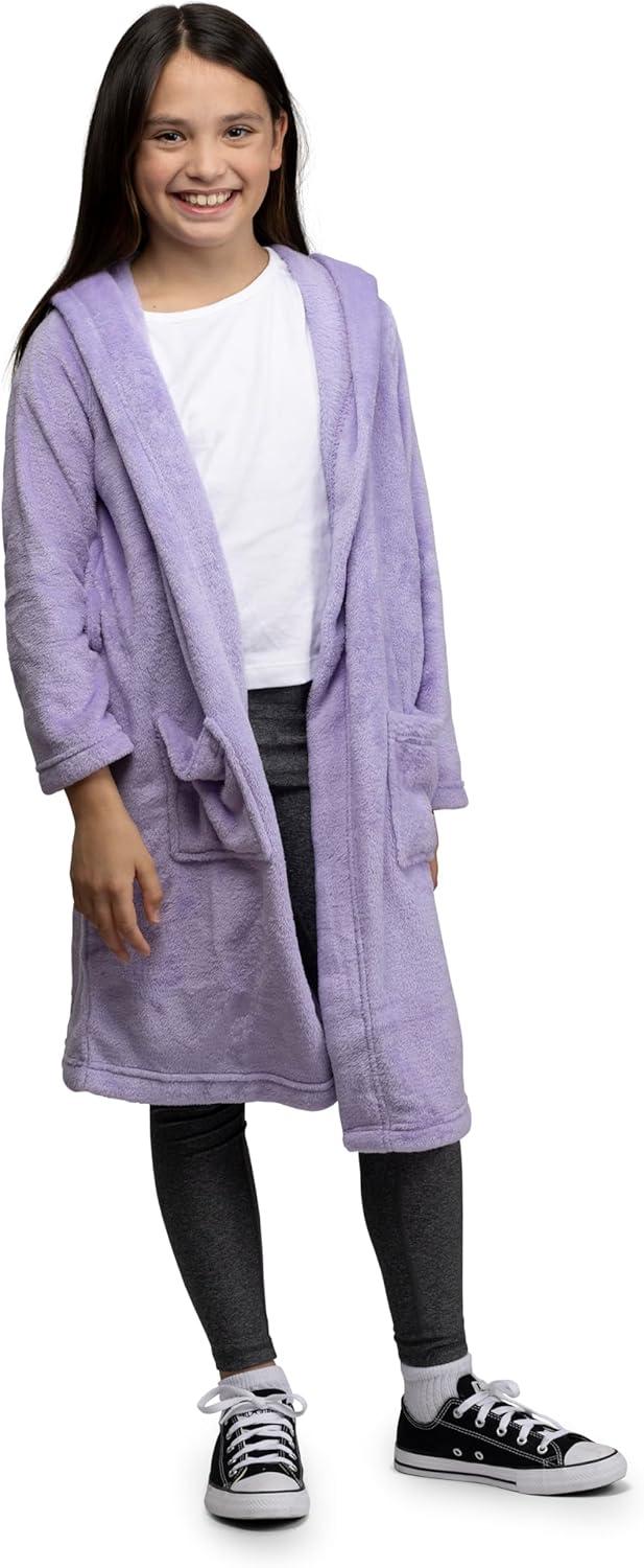 imageLands End Kids Hooded Fleece Solid RobeLavender