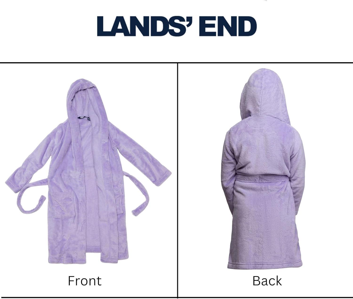 imageLands End Kids Hooded Fleece Solid RobeLavender