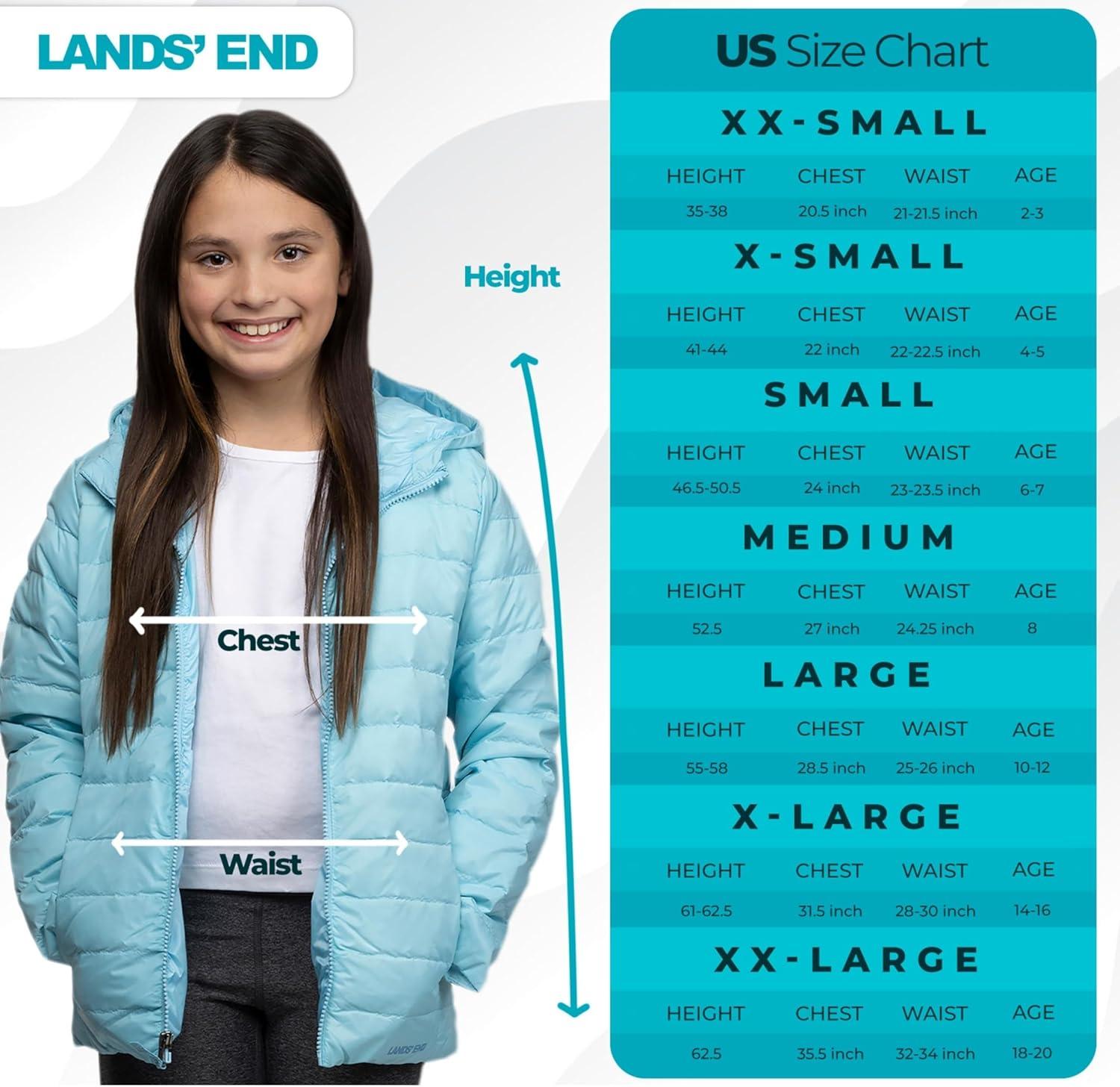imageLands End Kids Packable Hooded Down Puffer Jacket Coat XXSXXLAqua