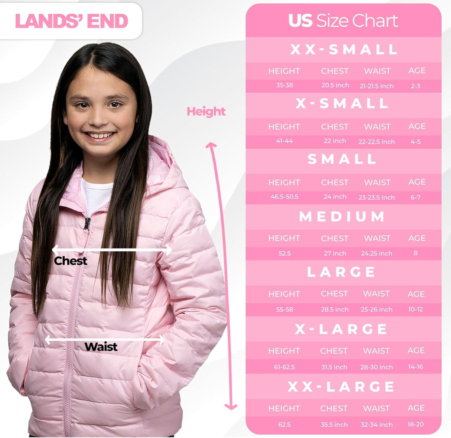 imageLands End Kids Packable Hooded Down Puffer Jacket Coat XXSXXLFairy Tale