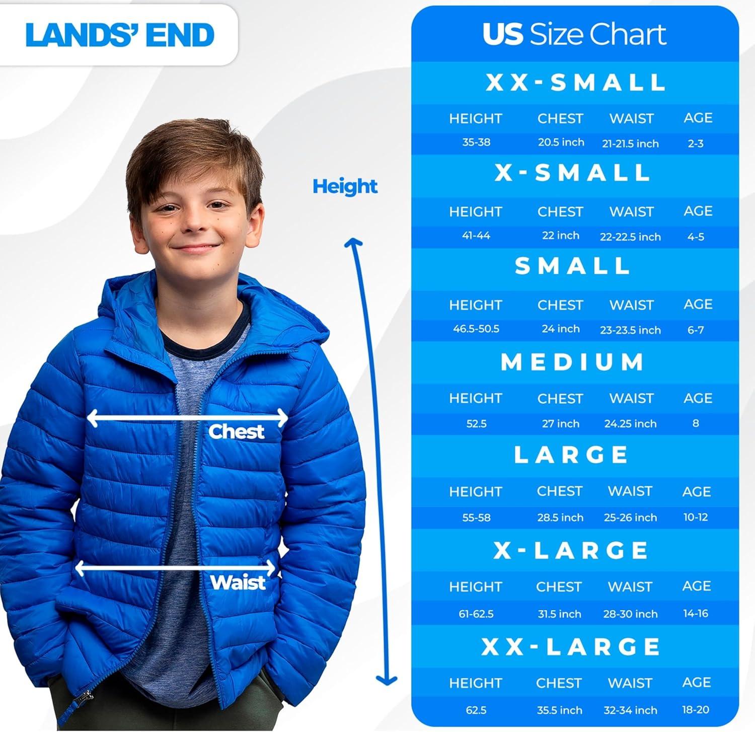 imageLands End Kids Packable Hooded Down Puffer Jacket Coat XXSXXLNautical Blue