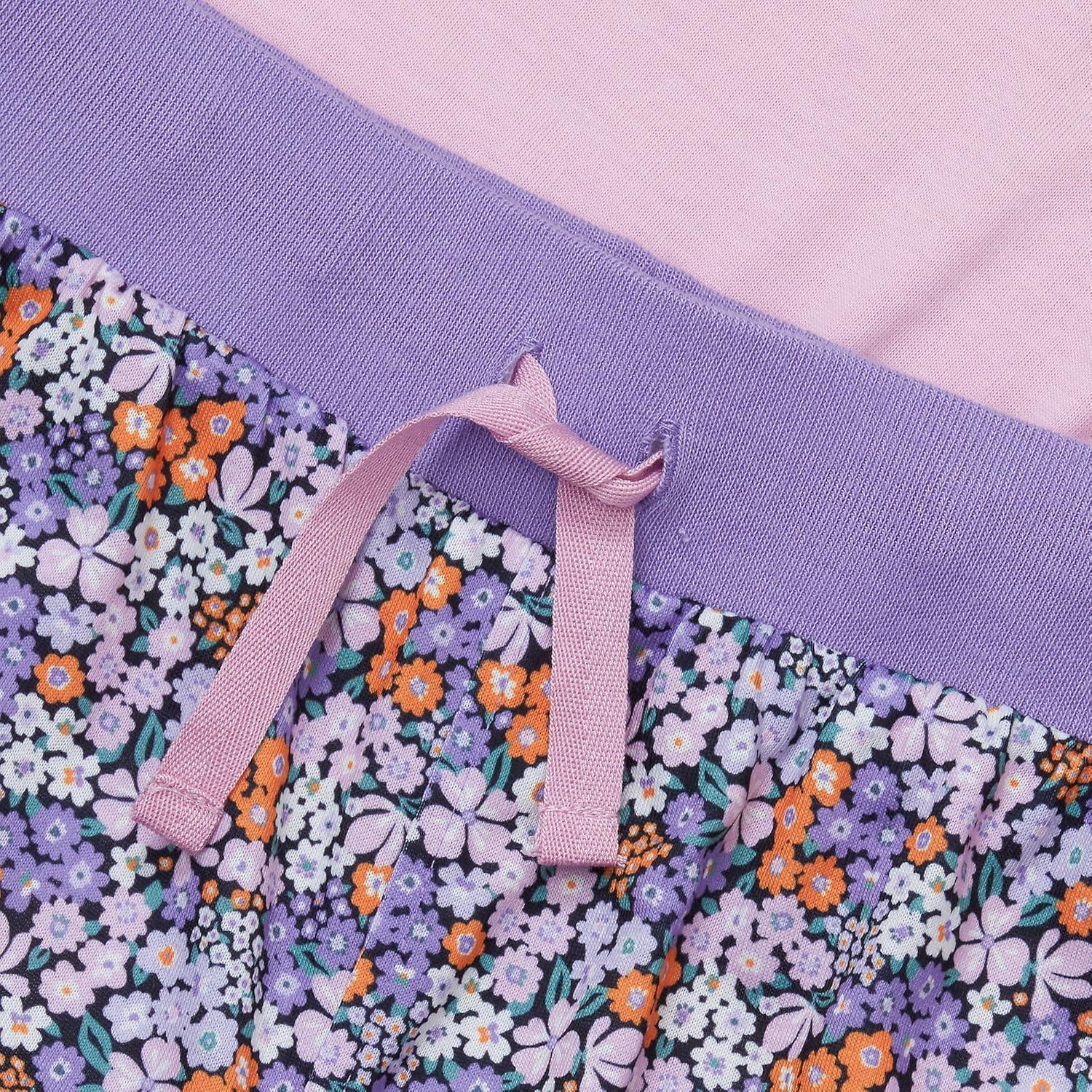 imageLands End Kids Short Sleeve Top and Jogger Bottom Pajama SetPurple Graze Ditsy Floral