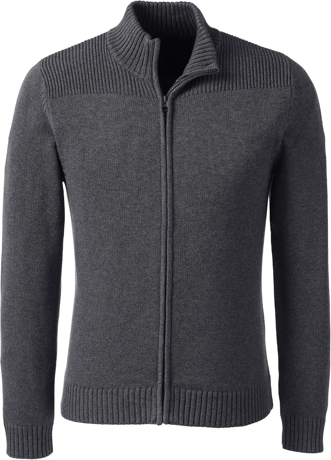 imageLands End School Uniform Mens Cotton Modal Zip Front Cardigan SweaterCoal Heather
