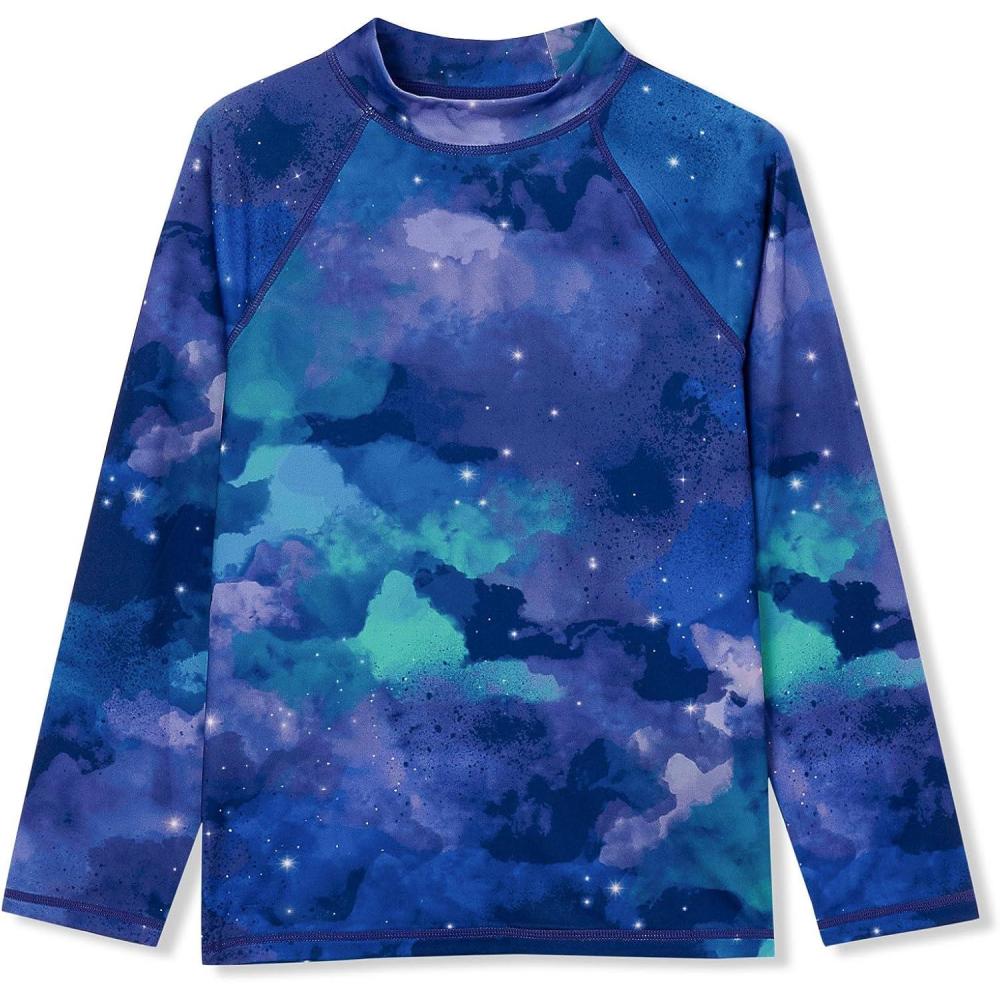 imageLands End Boys Husky Long Sleeve UPF 50 Sun Protection Rash GuardWatercolor Galaxy
