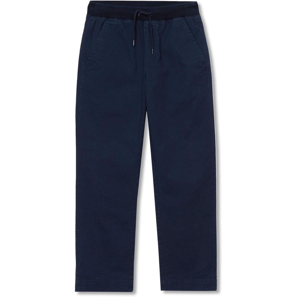 imageLands End Boys Husky Stretch Soft Rib Waist Iron Knee Pull On PantsClassic Navy