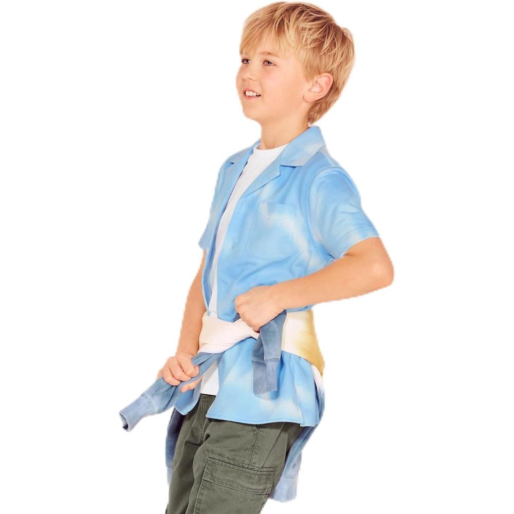 imageLands End Boys Terry Knit Button Down ShirtSky Tie Dye