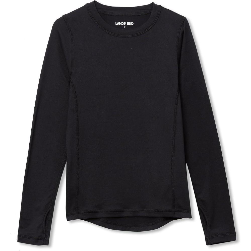 imageLands End Boys Thermal Base Layer Long Underwear Thermaskin Crew Neck ShirtTrue Black