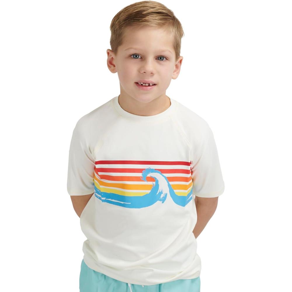 imageLands End Kids Boys and Girls Swimwear UPF 50 Short Sleeve Rash Guard Shirt XXSXLWhite