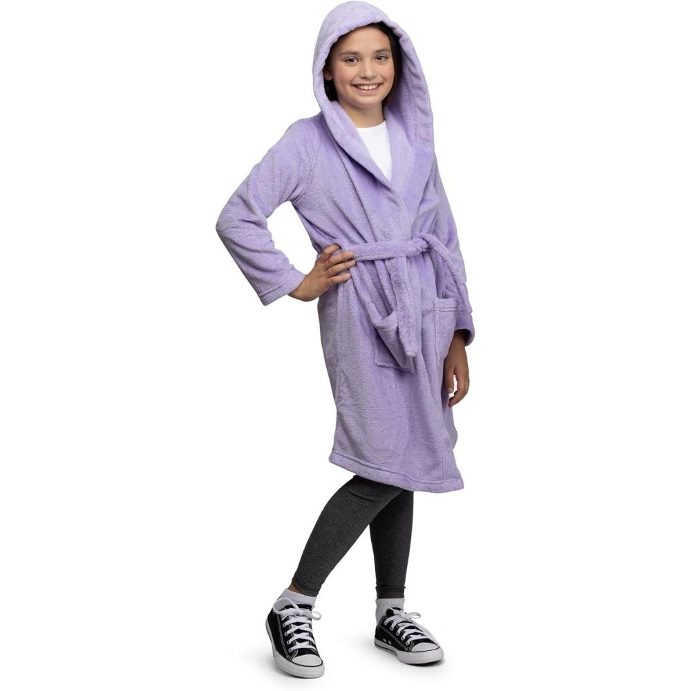 imageLands End Kids Hooded Fleece Solid RobeLavender