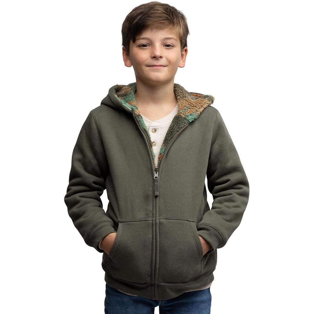 imageLands End Kids Ultra Soft Sherpa Full Zip Hoodie Sweatshirt XSLOlive