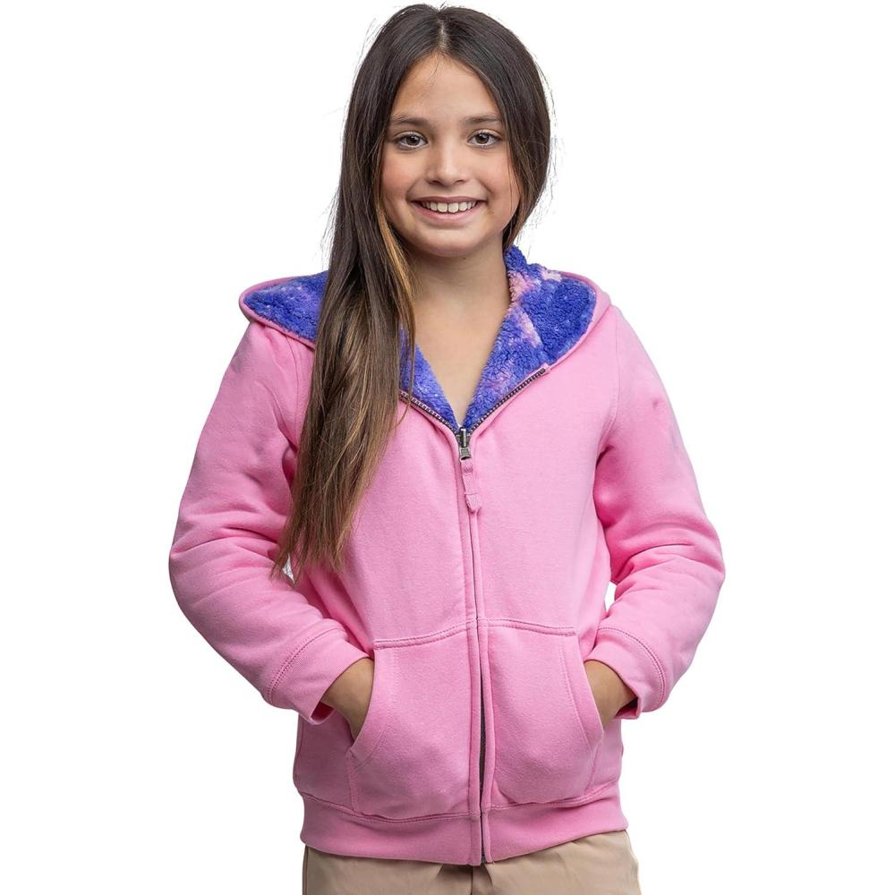 imageLands End Kids Ultra Soft Sherpa Full Zip Hoodie Sweatshirt XSLWhisper Pink