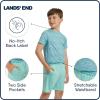 Lands’ End Boys’ Active Adventure UPF 50 Short Sleeve T-Shirt & Short Set (S-XL)(Aqua Ice)
