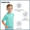 Lands’ End Kids Boys and Girls Swimwear UPF 50 Short Sleeve Rash Guard Shirt (XXS-XL)(Aqua Ice)