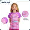 Lands’ End Kids Boys and Girls Swimwear UPF 50 Short Sleeve Rash Guard Shirt (XXS-XL)(Neon Purple 2)