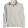 Lands’ End Men’s Long Sleeve French Terry Vintage Wash Quarter Zip(Light Stone)