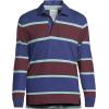 Lands’ End Men’s Long Sleeve Rugby(Deep Sea Navy/Burgundy Stripes)