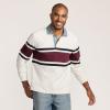 Lands’ End Men’s Long Sleeve Rugby(Ivory/Rich Burgundy Stripe)
