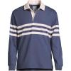 Lands’ End Men’s Long Sleeve Rugby(Nightfall Blue/Ivory Stripe)