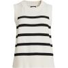 Lands’ End Women’s Drifter Cotton Easy Crew Neck Vest Sweater(Ivory/Black Breton Stripe)