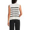Lands’ End Women’s Drifter Cotton Easy Crew Neck Vest Sweater(Ivory/Black Breton Stripe)