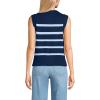 Lands’ End Women’s Drifter Cotton Easy Crew Neck Vest Sweater(Navy/Soft Blue Breton Stripe)