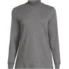 Lands’ End Women’s Relaxed Cotton Long Sleeve Mock Turtleneck Shirt(Charcoal)