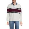 Lands’ End Men’s Long Sleeve Rugby(Ivory/Rich Burgundy Stripe)