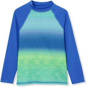 Lands’ End Boys Husky Long Sleeve UPF 50 Sun Protection Rash Guard(Blue Green Ombre)