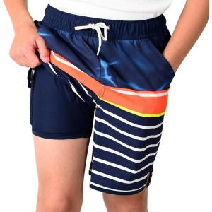 Lands’ End Boys’ Swimwear UPF 50 Comfort Liner Swim Trunks (S-XL)(Dark Blue)