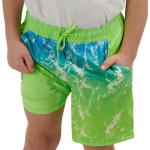 Lands’ End Boys’ Swimwear UPF 50 Comfort Liner Swim Trunks (S-XL)(Neon Green)