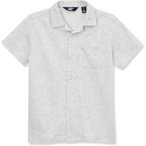Lands’ End Boys Terry Knit Button Down Shirt(Snow White Heather)