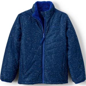 Lands’ End Girls Reversible Fleece Puffer Jacket(Night Sky Print)
