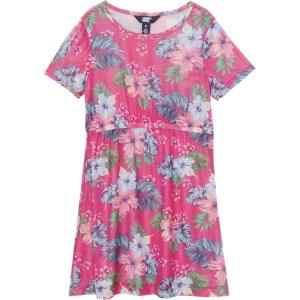 Lands’ End Girls Short Sleeve Mesh Cover Up(Hot Pink Palm)
