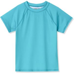 Lands’ End Girls Slim Short Sleeve Crew Neck UPF 50 Swim Rash Guard(Tile Blue)
