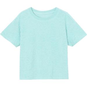 Lands’ End Girls Terry T-Shirt(Baja Blue Daisies)